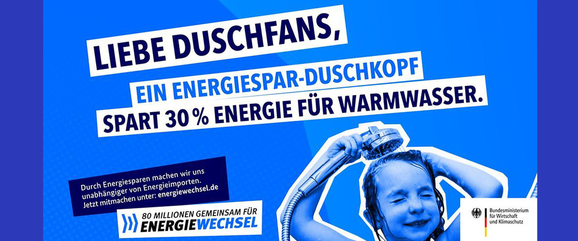 Energie Sparen Duschkopf Splash Bad Plakat