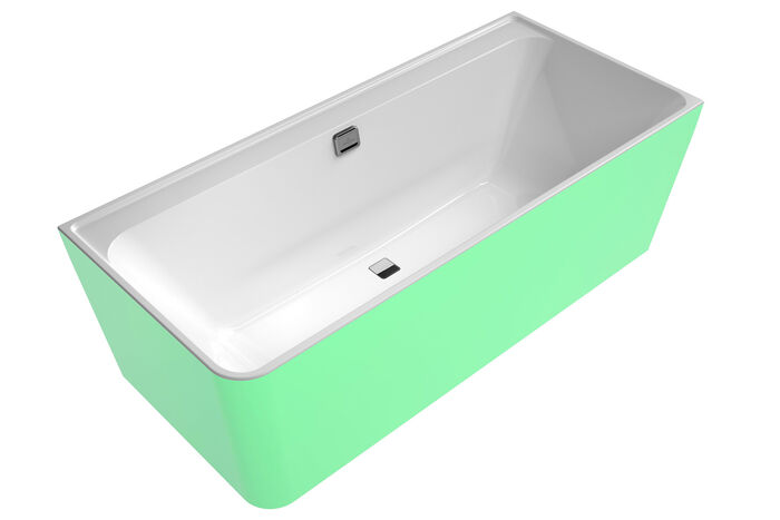 Individualisieren Sie Ihre Badewanne: Mit der Collaro Badewanne kann die Schürze in verschiedenen Farben bzw. der eigenen Lieblingsfarbe bestellt werden – Villeroy & Boch macht es möglich. Hier Beispiel in Mintgrün.