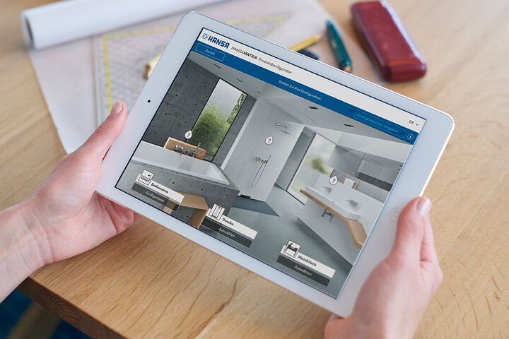 haende tablet ansicht hansamatrix konfigurator planungs app splash bad