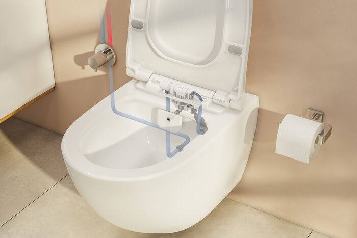 Bidet WC Vitra Aquacare Sento Integrierter Rueckflussverhinderer Innovation Splash Bad