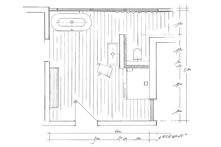 Grundrisszeichnung des Hüppe Bades "Elegant" von Stephan Pöppelmann.