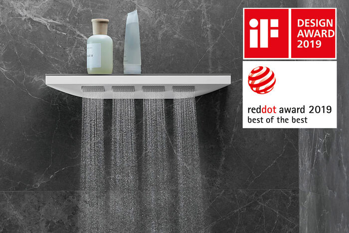 Die Brausenfamilie von Hansgrohe Rainfinity gewinnt den iF design Award 2019 und wird auch mit dem Best-of-Best Preis des Red Dots geehrt.