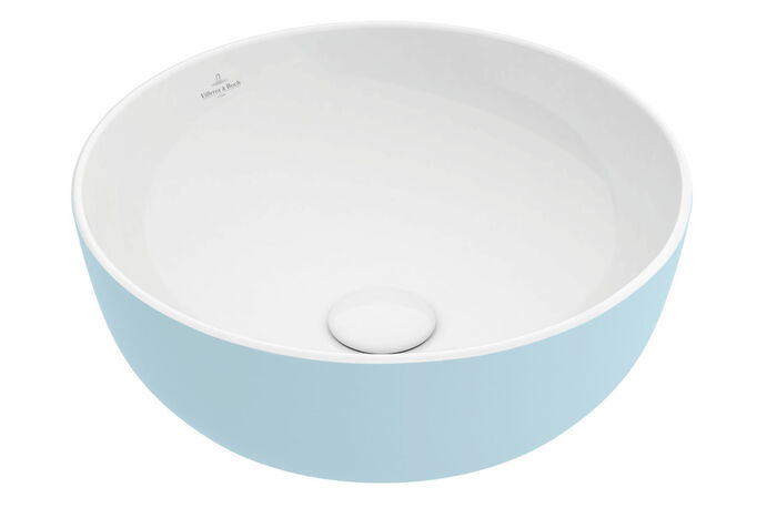 Waschschale bi-color hellblau weiss von Artis Villeroy&Boch, Farbe von Gesa Hansen.