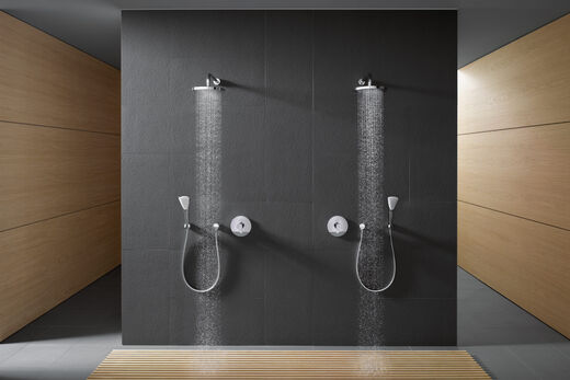 Duscharmatur Kludi Push zum einfachen Wechseln der Verbraucher für ein komfortables Duscherlebnis. 