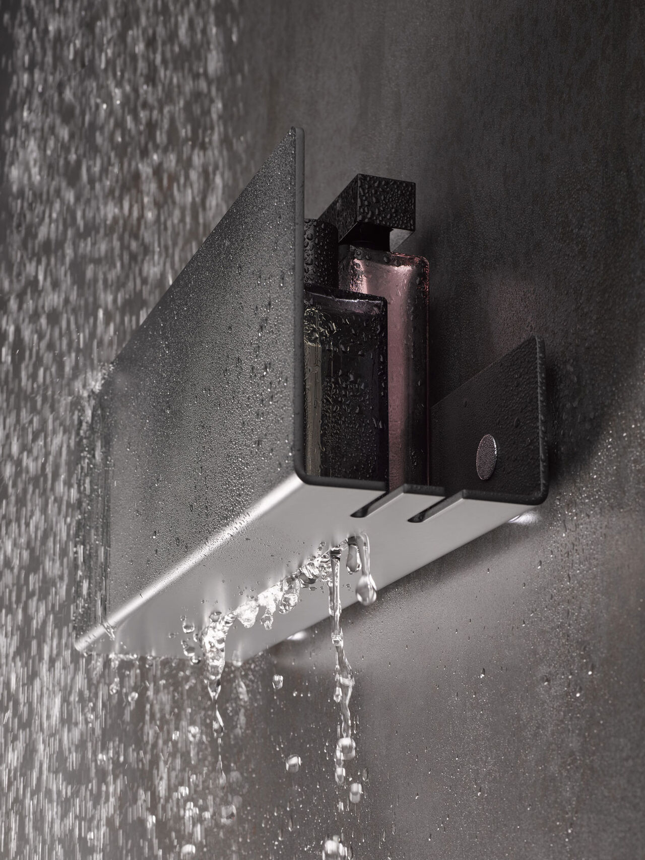 KEUCO Duschablagen Duschablage in schwarz matt, vorne hoch geschlossen und mit Wasserablauf.