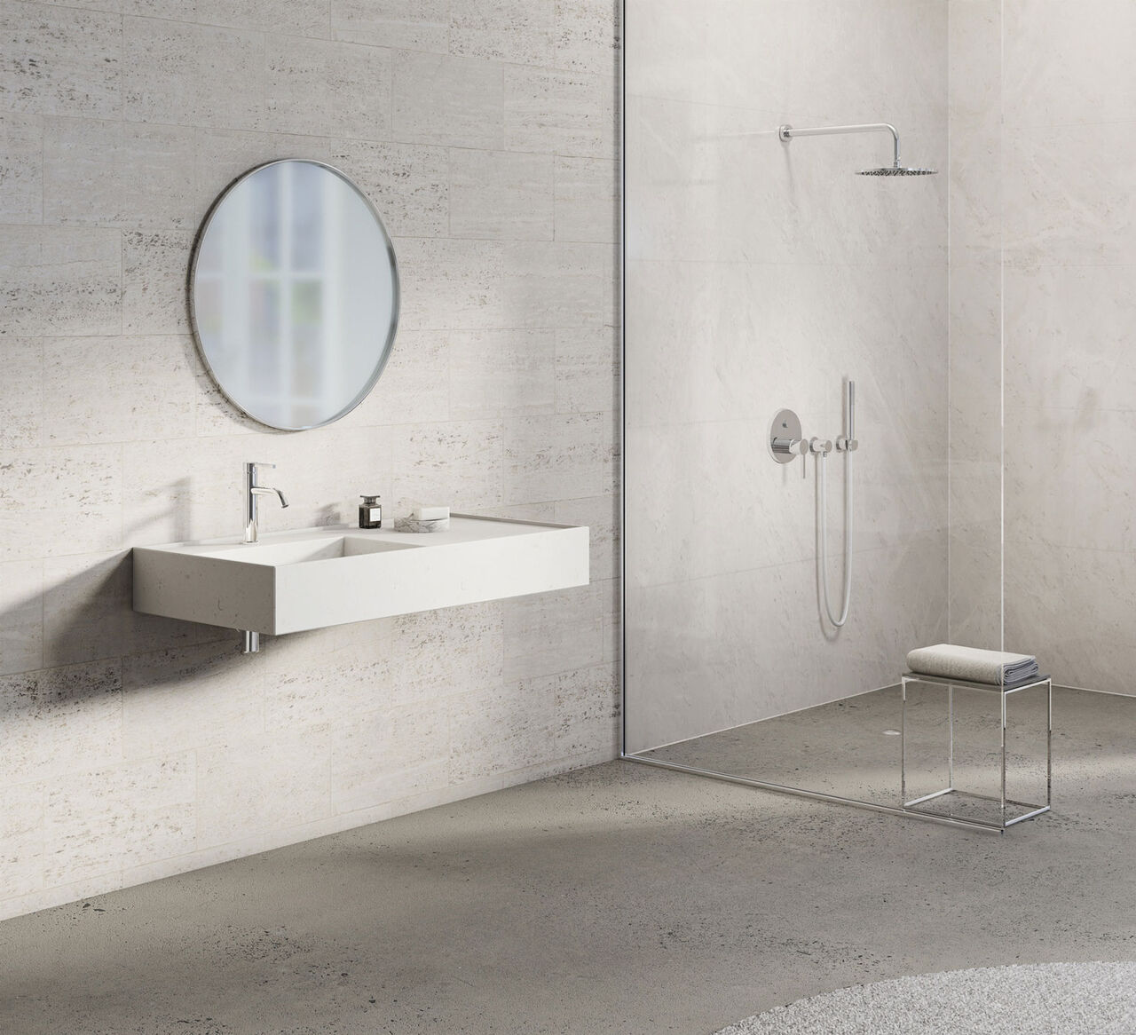 Regendusche A-QA & Duscharmatur KLUDI Push & Switch Regendusche A-QA & Duscharmatur KLUDI Push & Switch