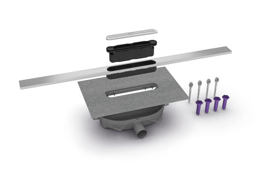 All-In-One Box für einen vereinfachten Einbau der Duschrinne Linearis Infinity von Kessel