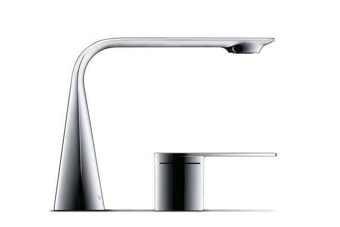 Armatur für das Waschbecken von Duravit aus der Designlinie D1 - bestehend aus Auslauf und Bedienhebel – ideal für modern gestaltete Bäder.