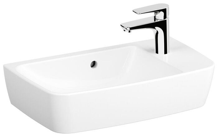 Ein Waschtisch, der in kleinen oder engen Räumen bequemes Händewaschen ermöglicht: Der Kompakt-Waschtisch L100 von DIANA macht sich besonders schlank.