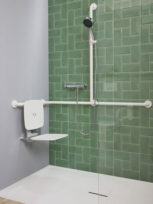 Villeroy & Boch ViCare Duschsitz Mit Rueckenlehen Duschstange Mit Haltegriff Splash Bad Villeroy Boch