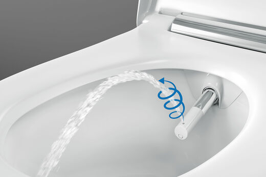 Sanfte Reinung ohne Papier: Der Duscharm im Dusch-WC AquaClean Sela ist flexibel positionierbar.