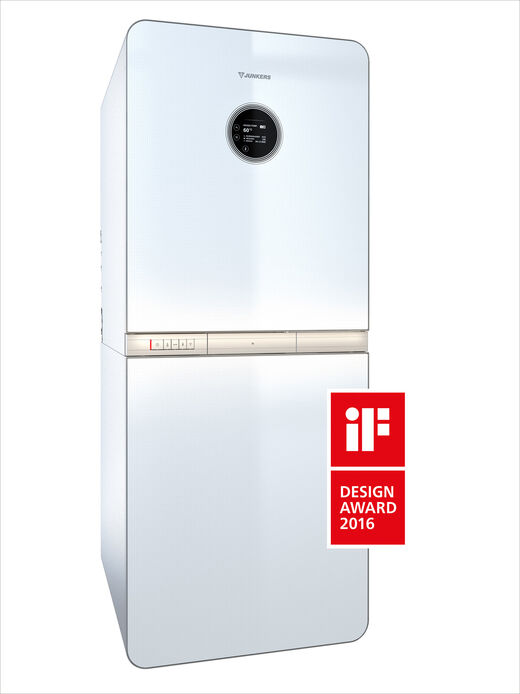 Bosch Cerapur 9000i Hohes weisses Brennwertgerät mit Designpreis zur Heizung.
