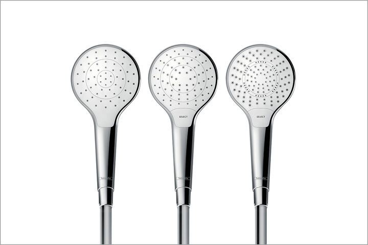3 Duschköpfe von Hansgrohe der Familie CromaSelect.