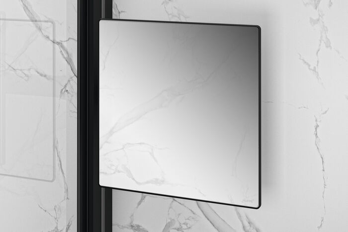 Höhenverstellbarer Spiegel Select+ ohne Bohren von Hüppe in der Detailansicht.