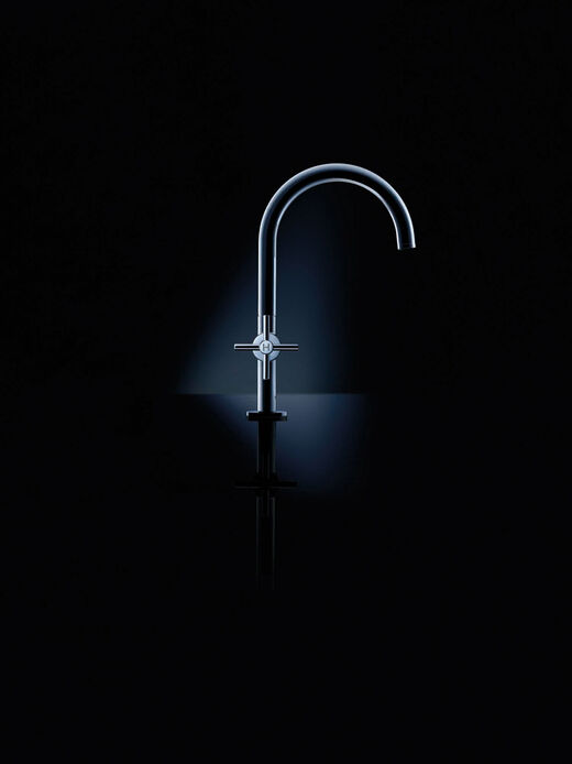 GROHE Atrio Design Wasserhahn rund mit Drehkreuz.