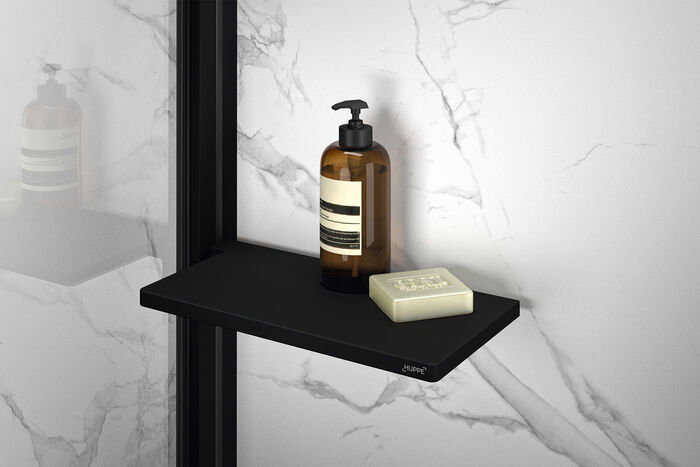 Seifentablett Select+ für die Dusche in matt schwarz von HÜPPE. 