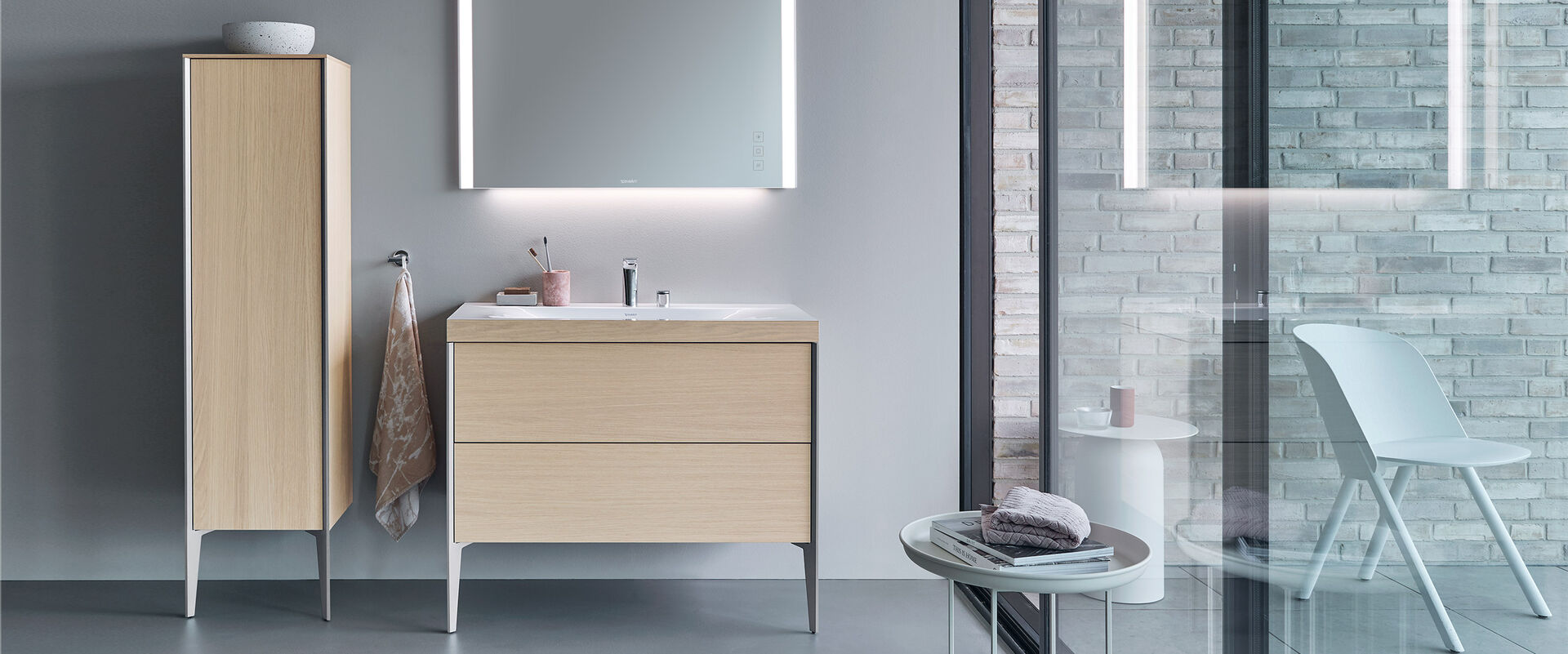 Duravit Viu Xviu Extensions Erweiterung Badmoebel Kollektion Naturholz Hell Designbad Trendsetter Bad