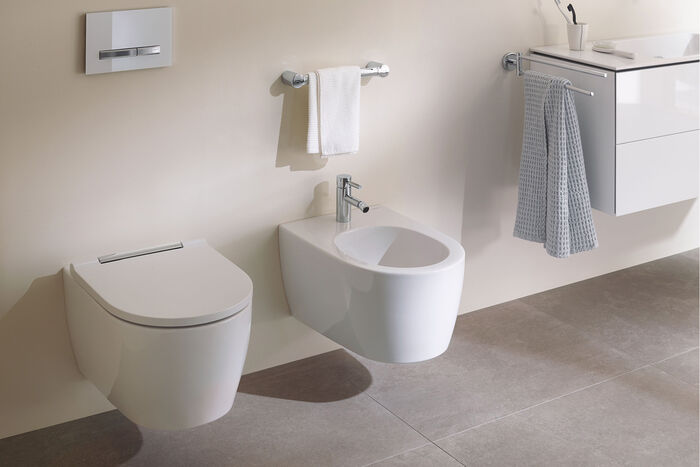 Geberit One Badkonzept Waschbecken Toilette Bidet Modern Weiss Trendsetter Bad