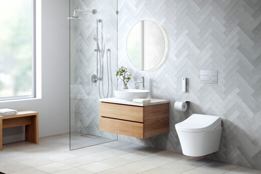 Das Modell Washlet RG von TOTO passt sich jedem Interieur-Stil umgehend an. 