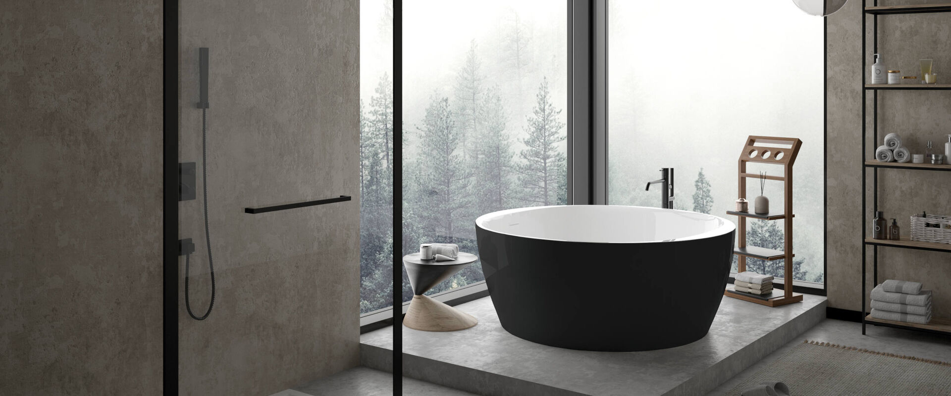 Badewanne Freistehend Acryl Schwarz [ONE-BATH]