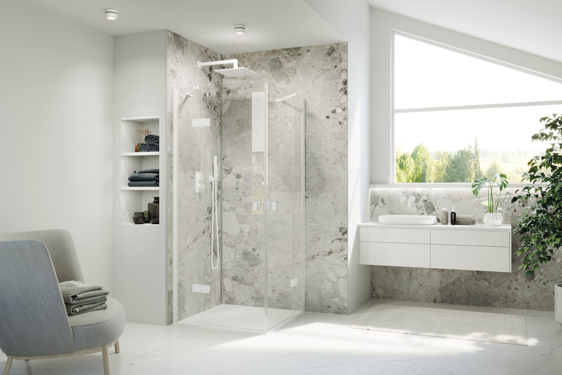SPLASH Bad HUEPPE SolvaPro TG Schwigtuereckeinstieg White Edition